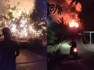 Jumat Malam Warga Biih Karang Intan Dikejutkan Dengan Kobaran Api Yang Sangat Besar.